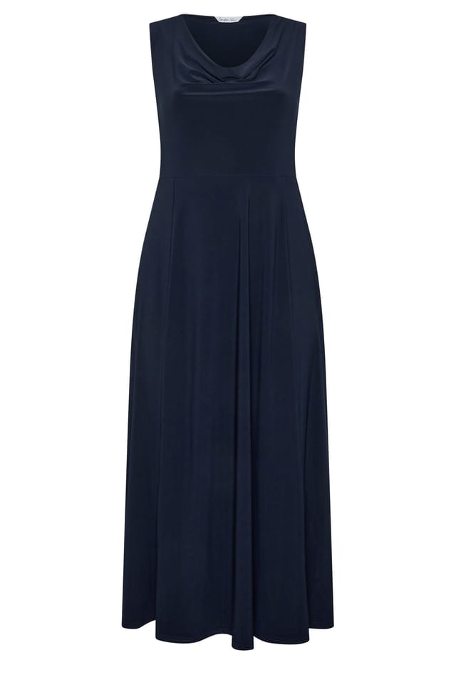 Yours Yours Women's Drape Front Midi Dress in Dark Navy - 2