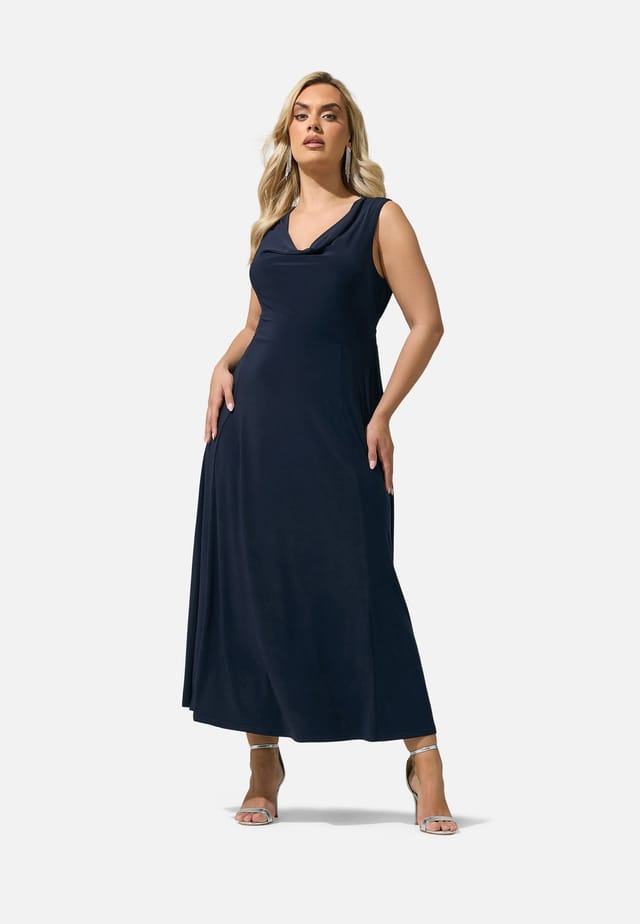 Yours Yours Women's Drape Front Midi Dress in Dark Navy - 3