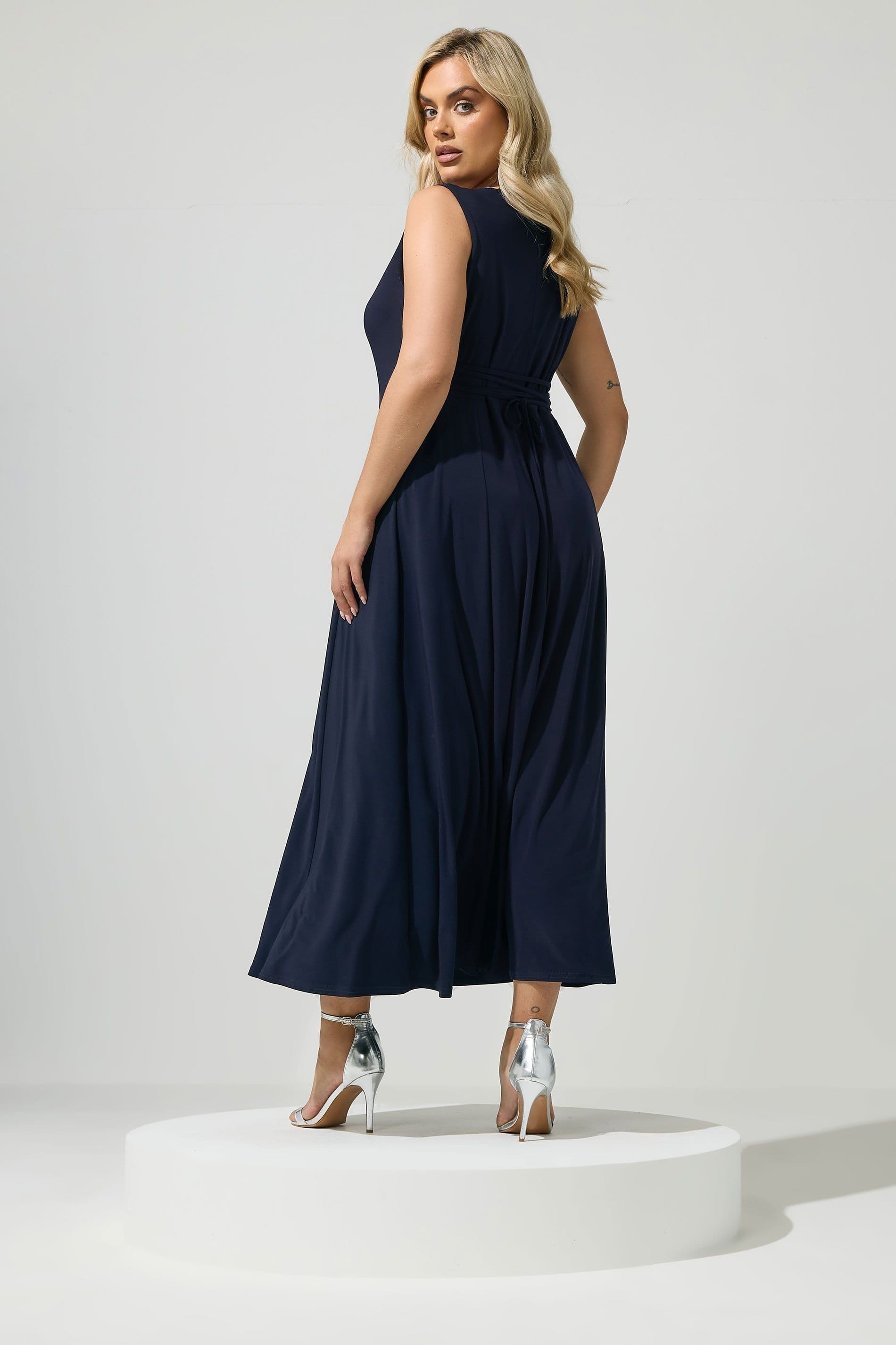 Yours Yours Women's Drape Front Midi Dress in Dark Navy - 4