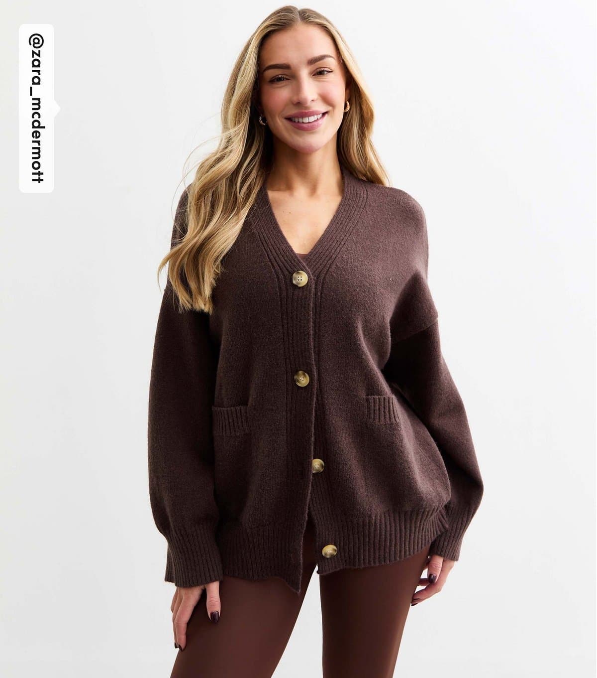 Rise Rise Brown Oversized V-Neck Cardigan by Zara McDermott