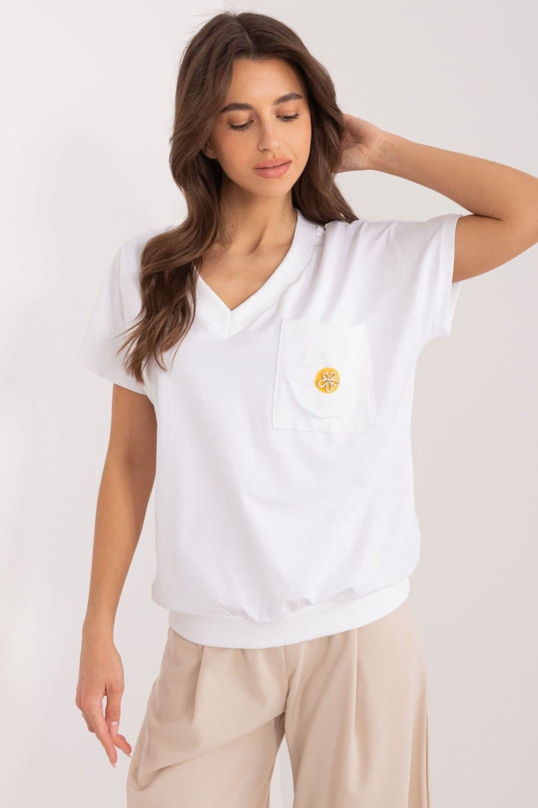 Love Lace Love Lace Women's Embroidered Flower Cotton Heart Neck Blouse in White