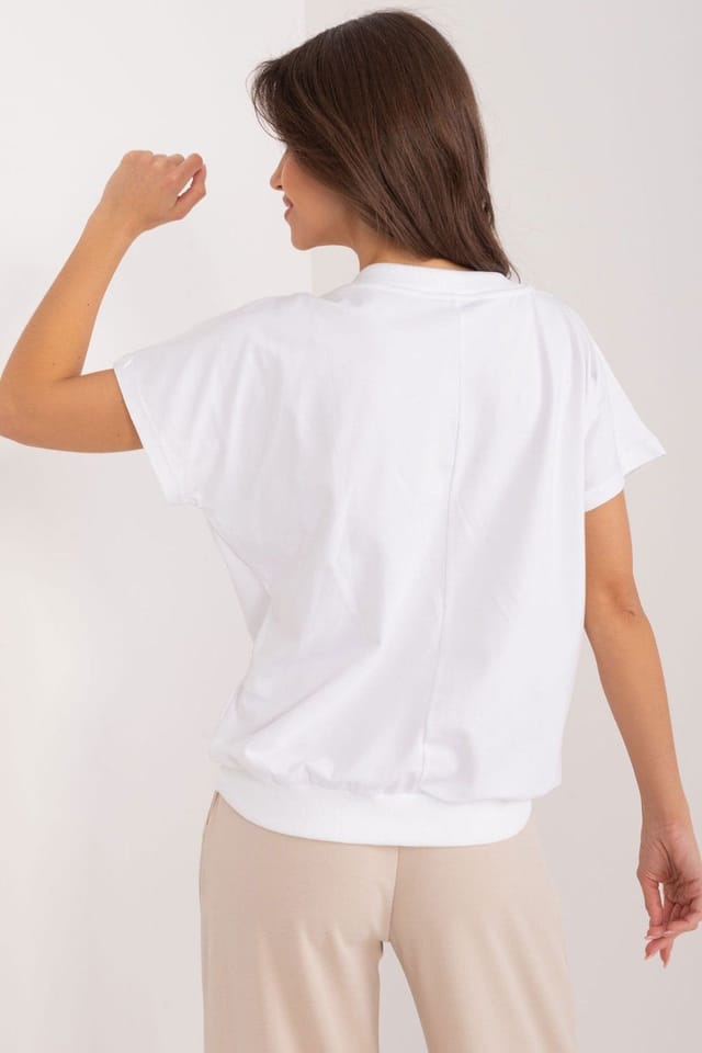 Love Lace Love Lace Women's Embroidered Flower Cotton Heart Neck Blouse in White - 3