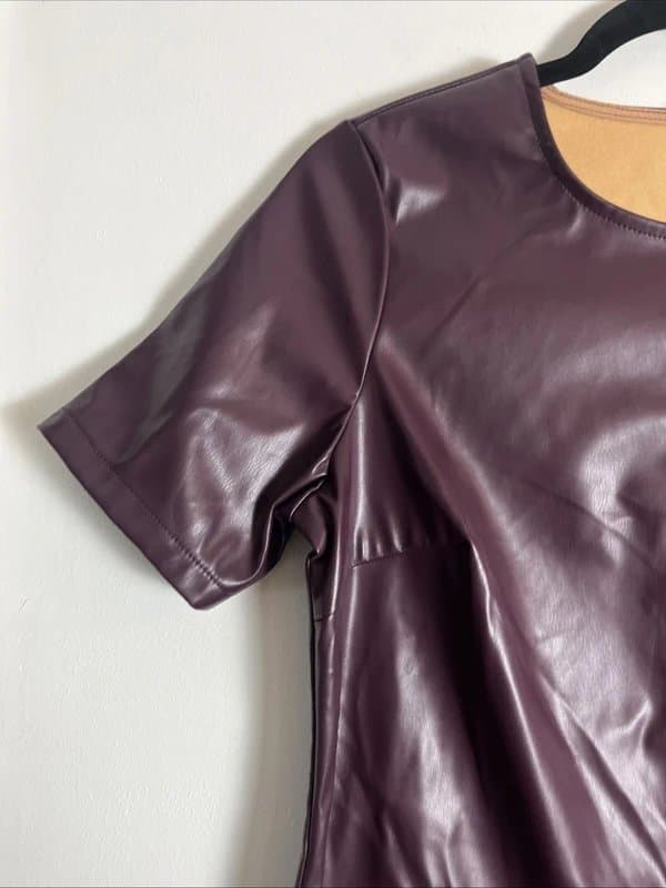 New Look New look - faux leather t-shirt dress - size 10 - burgundy