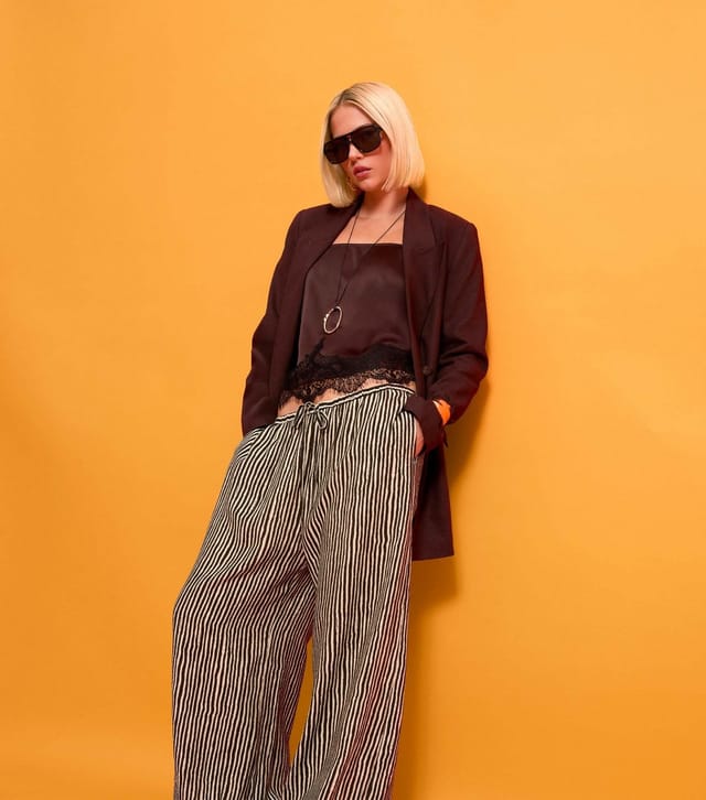 New Look Women's Brown Striped Tapered Cuff Trousers New Look - 2