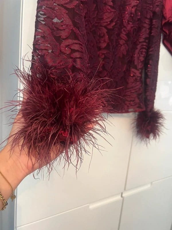 Gypsabella Gypsabella feather lace top with velvet shorts - 1