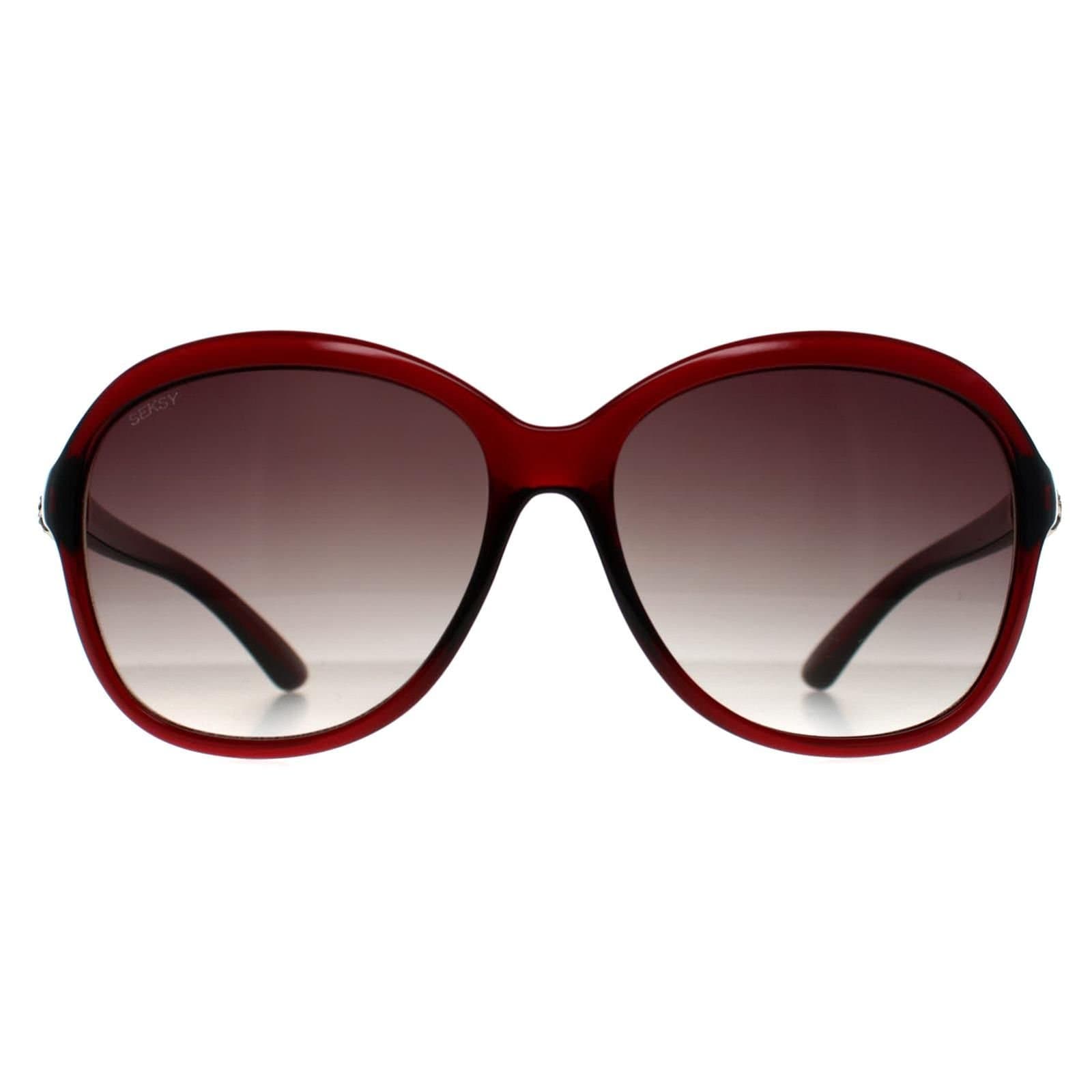 Seksy Seksy Women's Oval Transparent Burgundy Smoke Gradient N2812 in Red