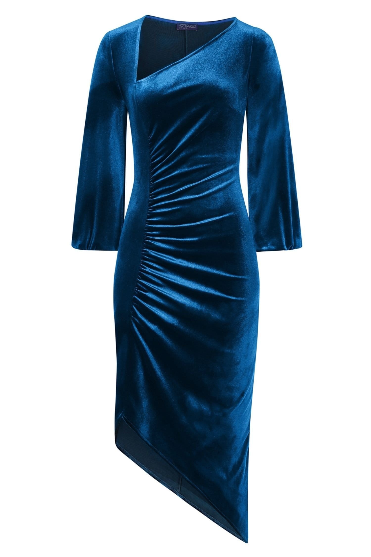 Hot Squash Hot Squash Women's Velvet Ruched Party Dress in Blue - 4
