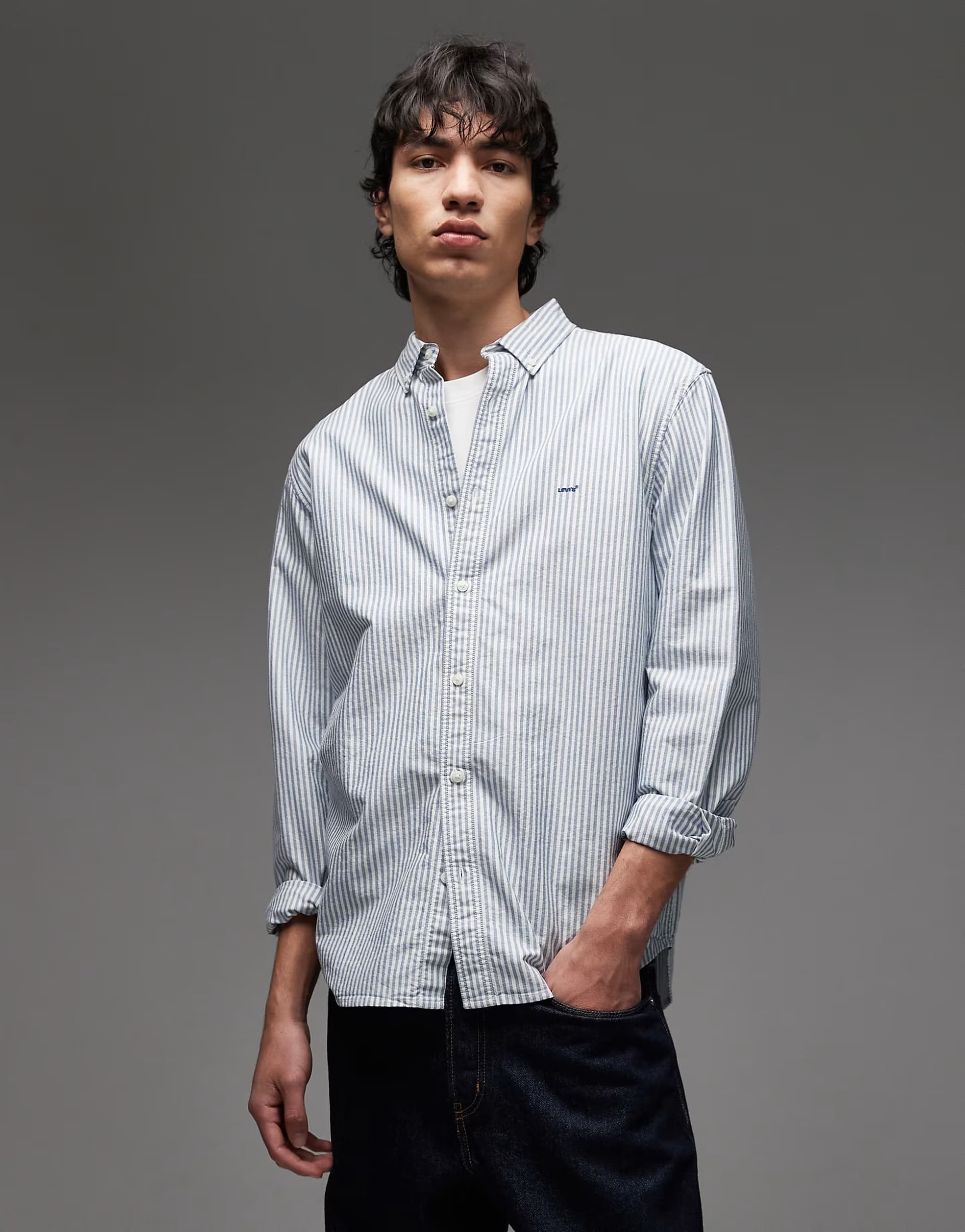 ASOS ASOS Levi's Striped Button-Up Shirt in Light Blue/White