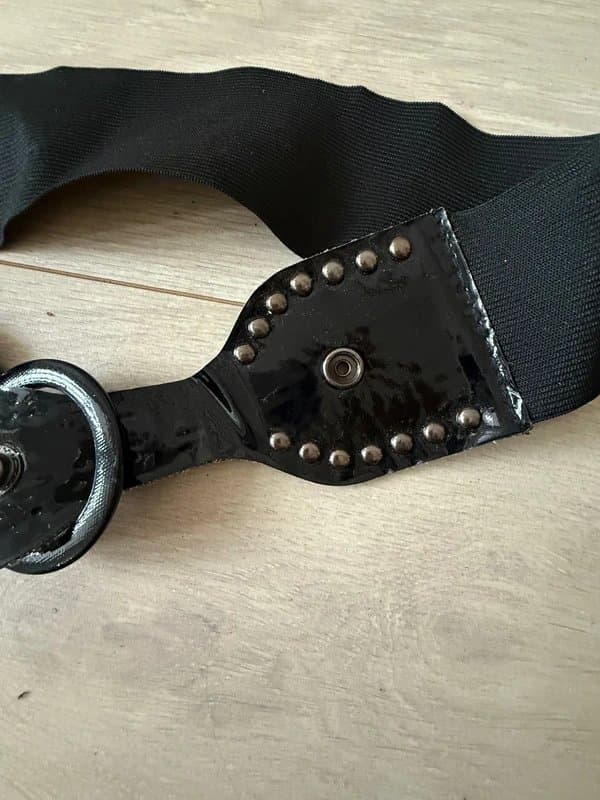 bought in London Black Elasticated Patent Studded Buckle Belt