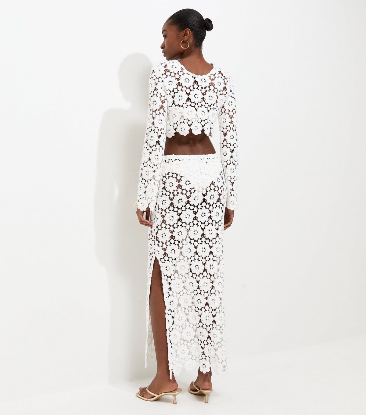 New Look Women's Premium White Floral Crochet Look Skirt New Look - 4