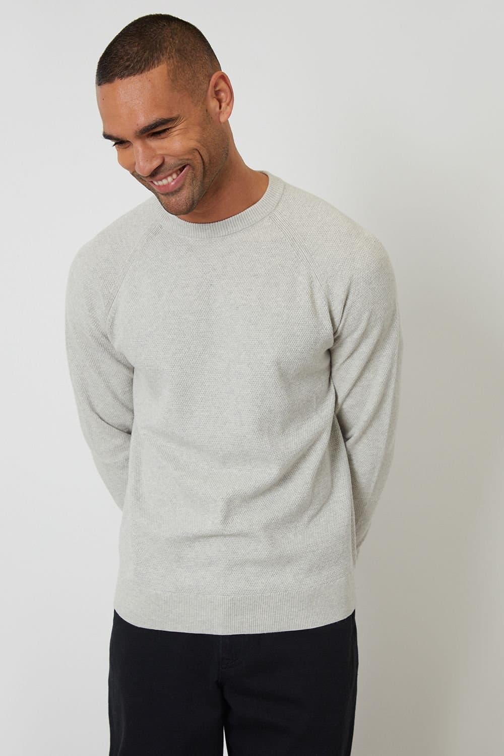 Threadbare Threadbare Men's Raglan Knitted Crew Neck Jumper in Natural