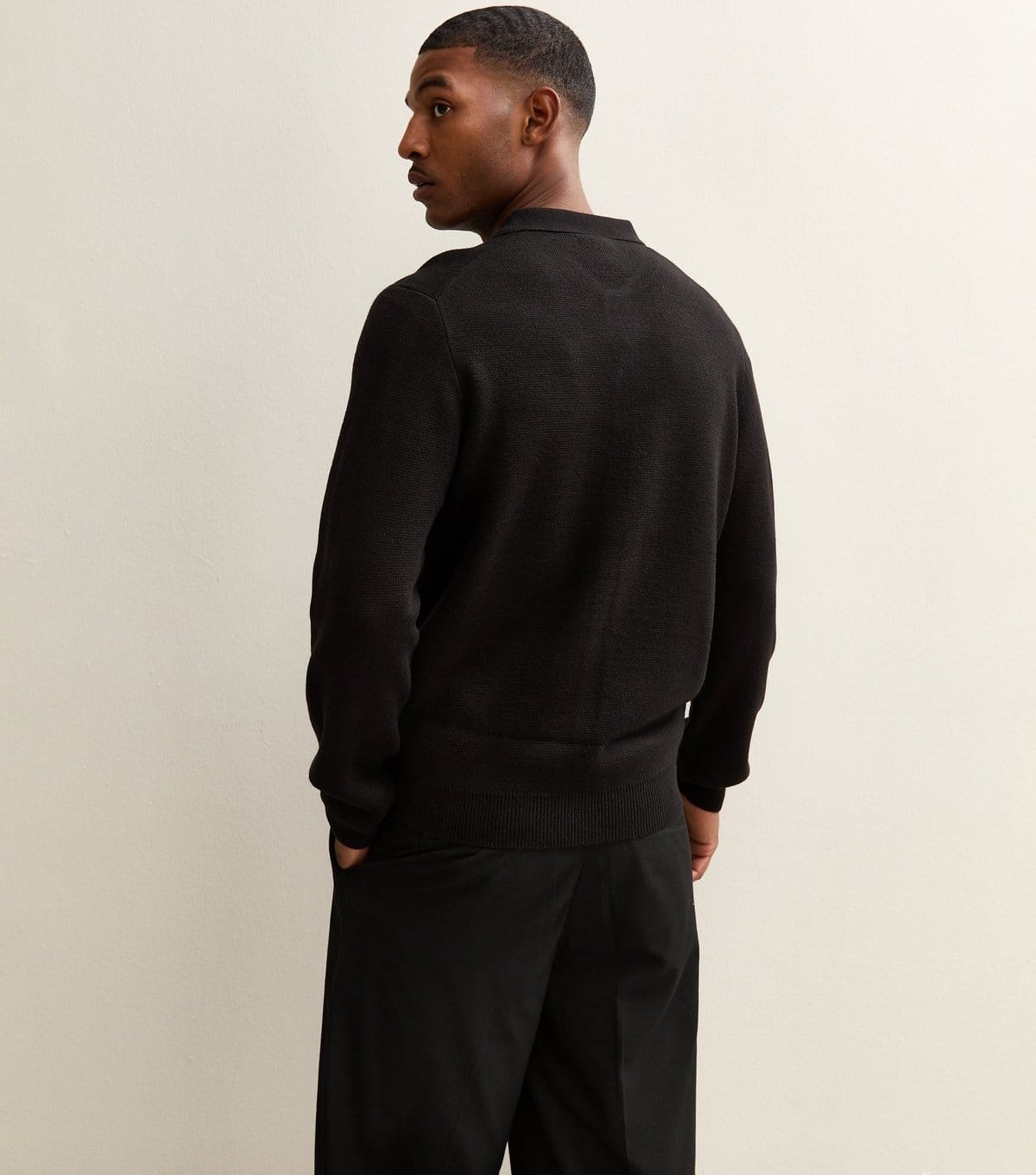 New Look Men's Black Regular Fit Long Sleeve Knitted Shacket New Look - 4