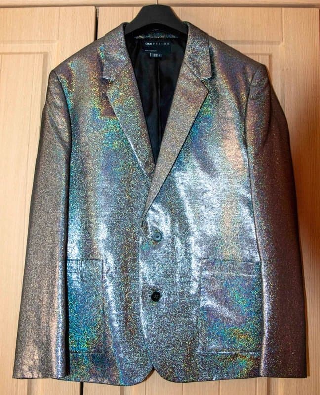 ASOS Design ASOS Design slim multi shimmer blazer in silver