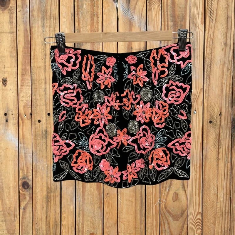 Miss Selfridge Miss Selfridge Y2K Beaded Sequin Shorts Pink Black Vintage Party Size 4 Glam