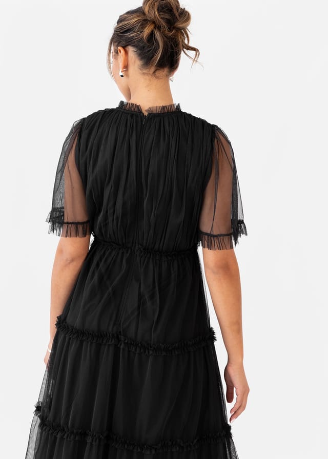 Anaya with Love Anaya with Love Women's Short Sleeve Frill Midaxi Dress in Black - 3