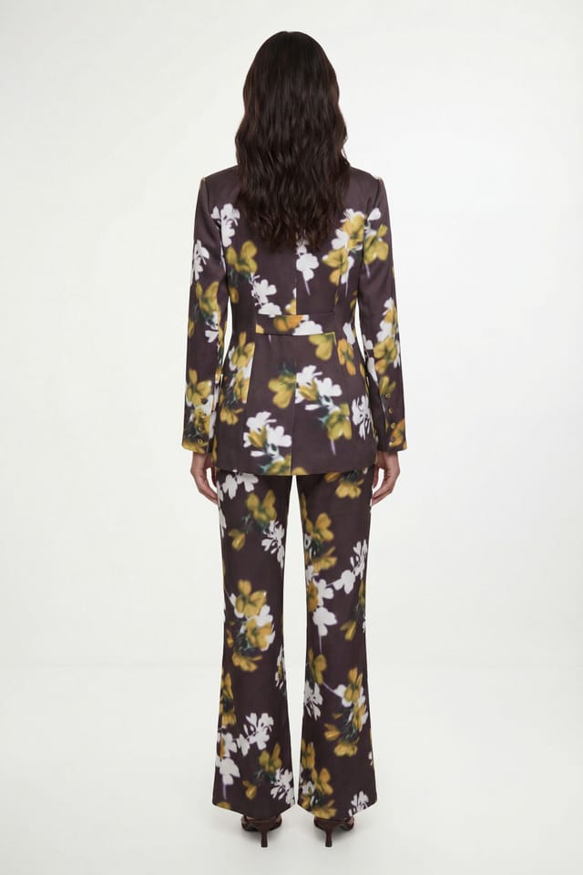 Wallis Wallis Women's Satin Floral Blazer Co-Ord in Chocolate - 2