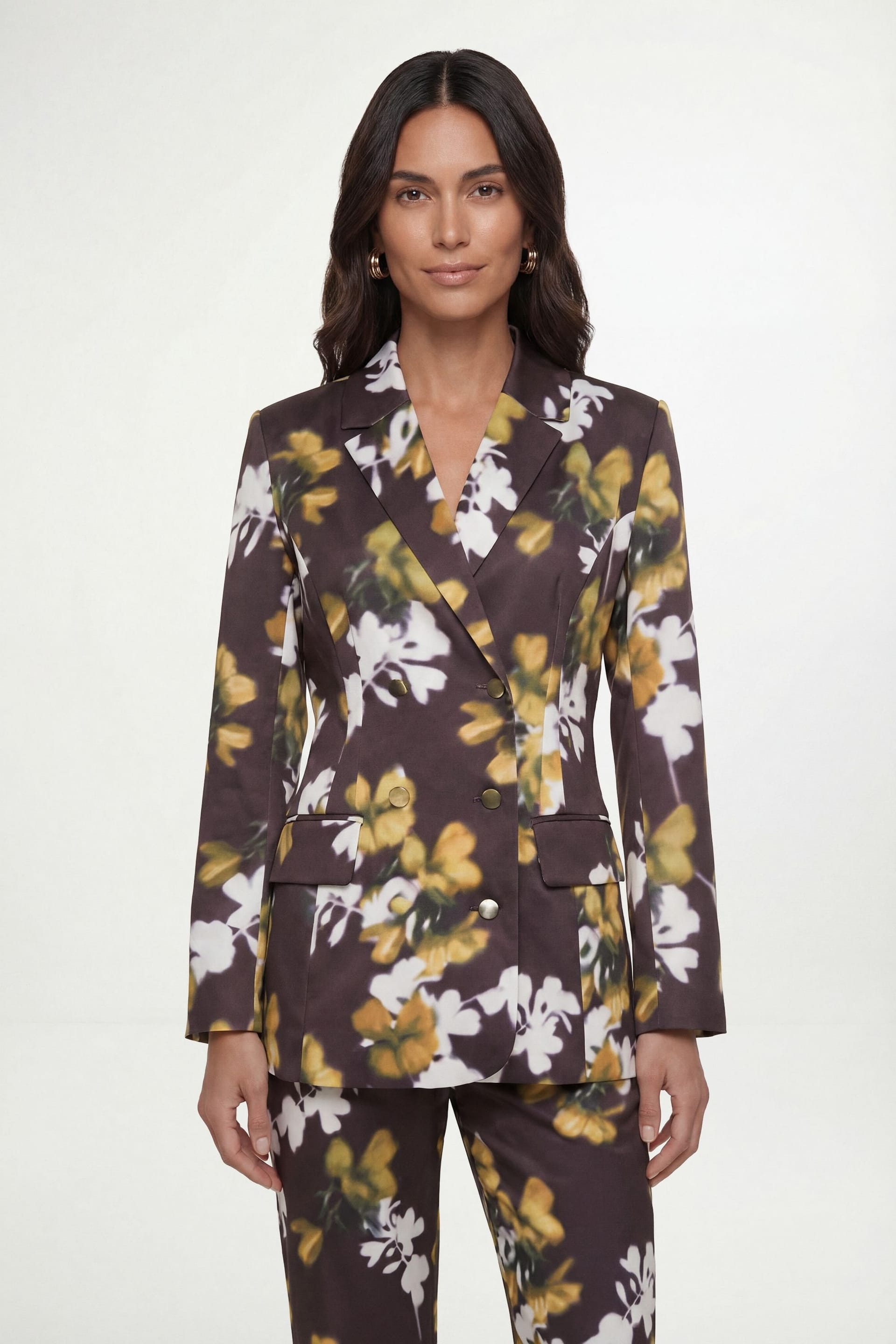 Wallis Wallis Women's Satin Floral Blazer Co-Ord in Chocolate - 4