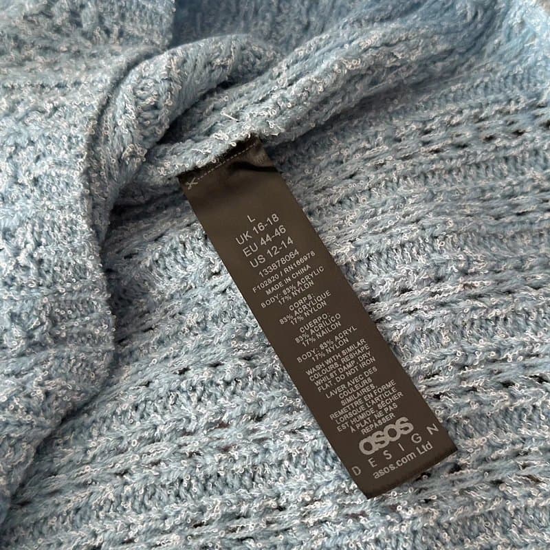 ASOS ASOS Tall Blue Knitted Open Stitch V Neck  Jumper Large