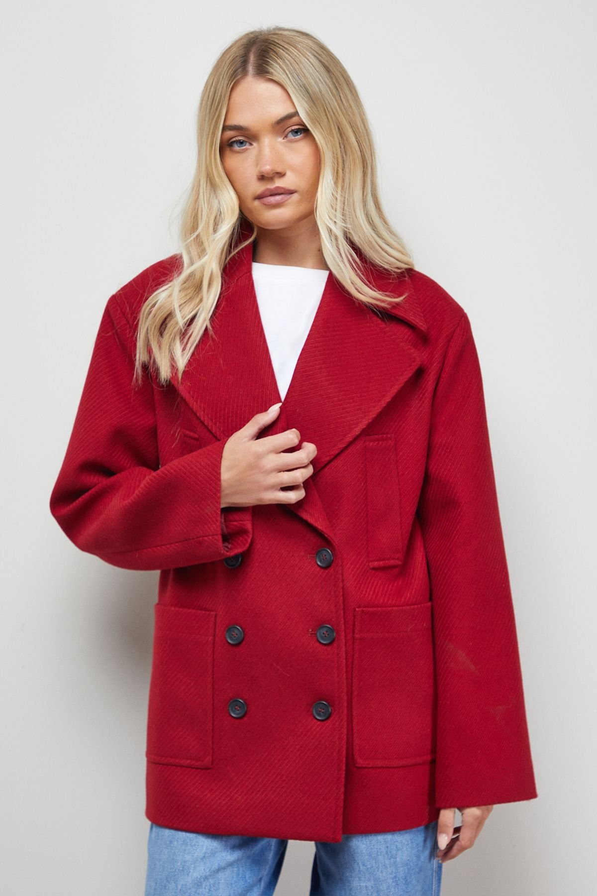 Oasis Oasis Women's Relaxed Peacoat in Red - 1