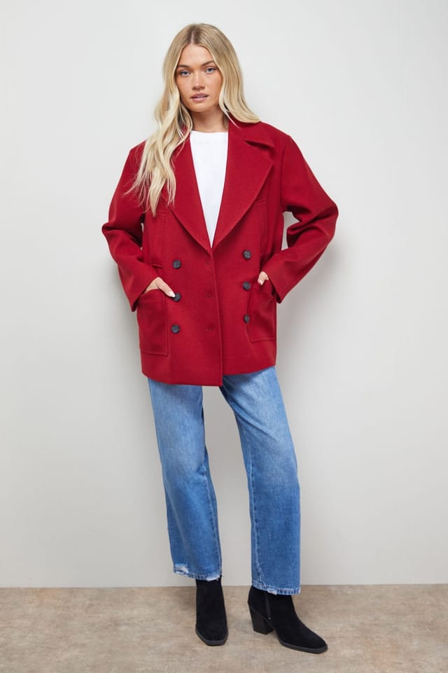 Oasis Oasis Women's Relaxed Peacoat in Red - 2
