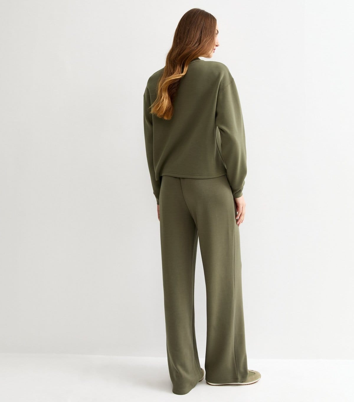 New Look Women's Tall Premium Dark Khaki Jersey Wide Leg Joggers New Look - 4