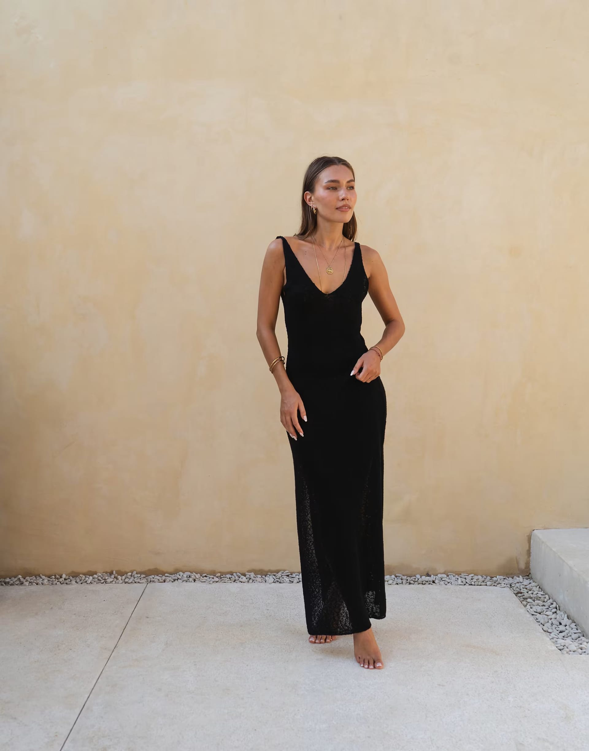 ASOS Honest the Label Buana Black Knitted Maxi Dress