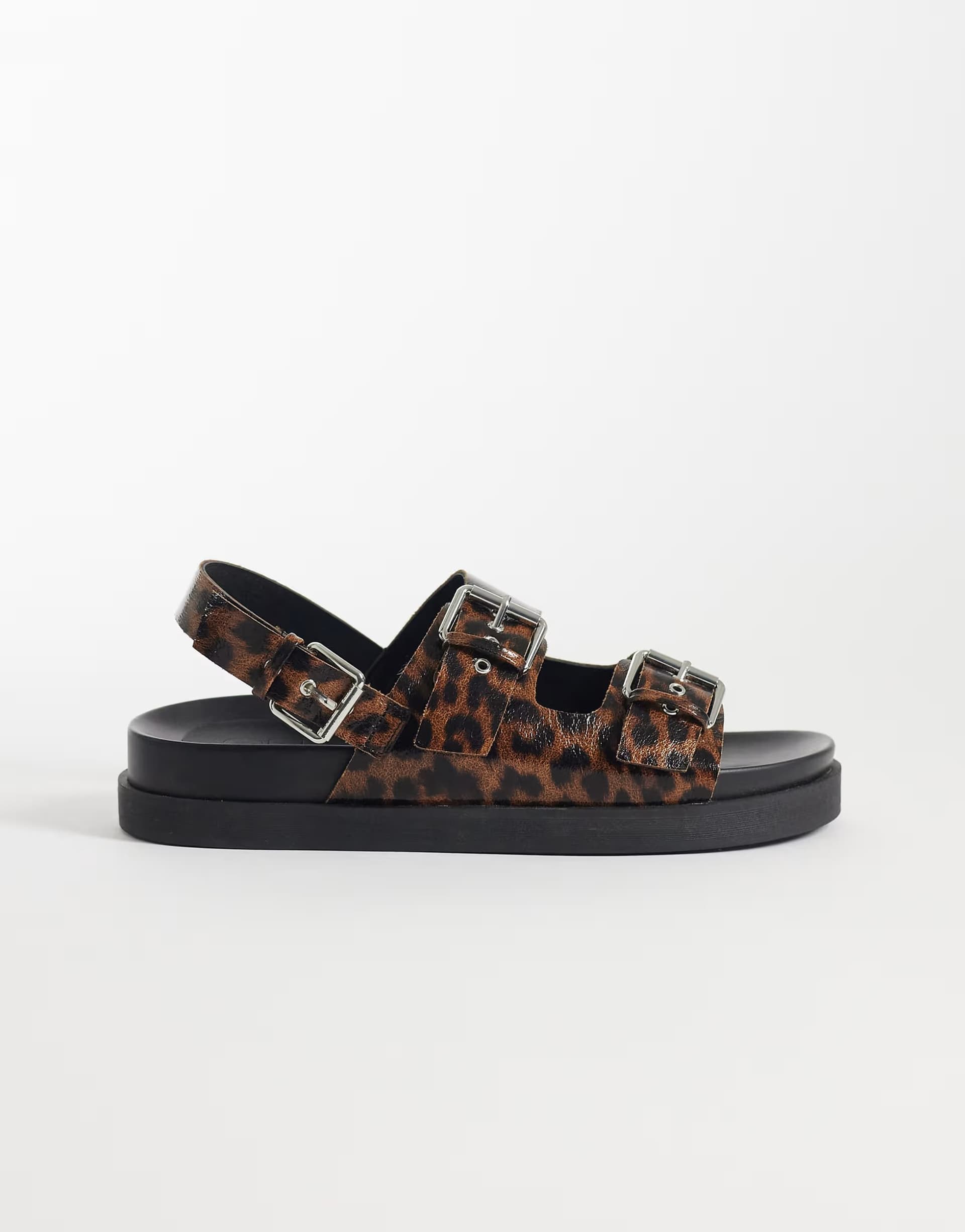 ASOS ONLY buckle sandals in leopard print