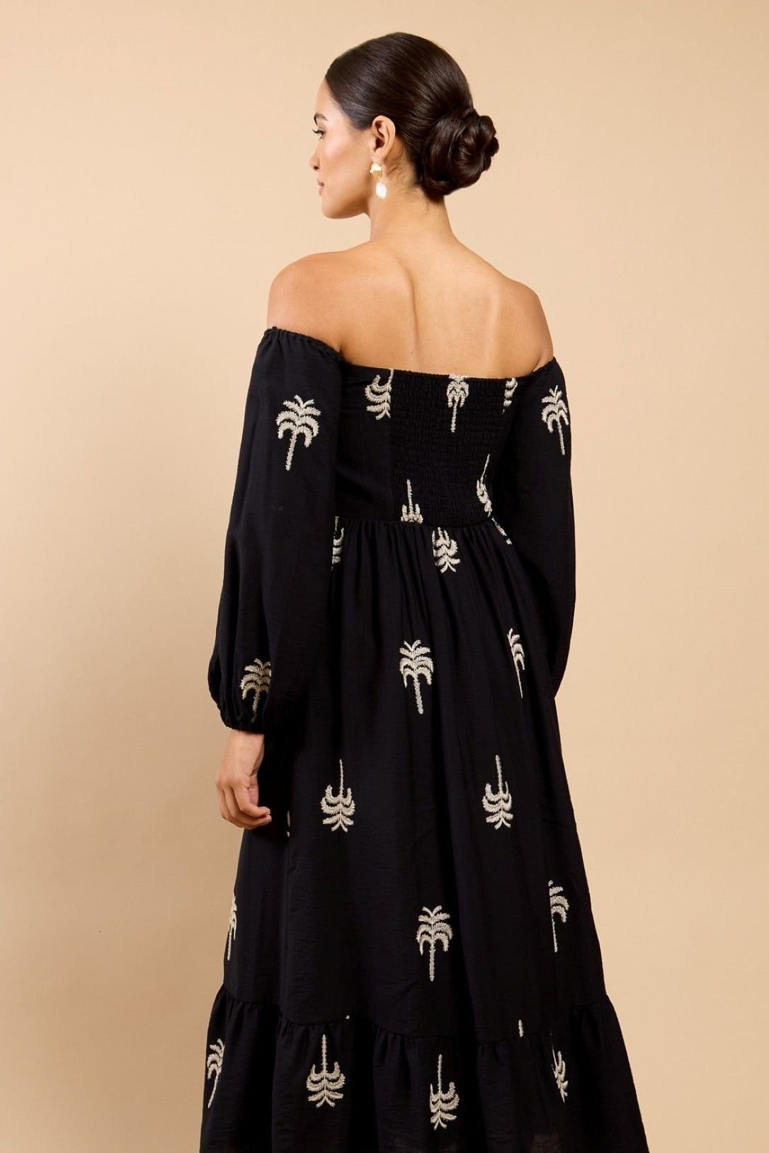 Little Mistress Little Mistress Women's Black Embroidered Bardot Midaxi Dress by Vicky Pattison - 2