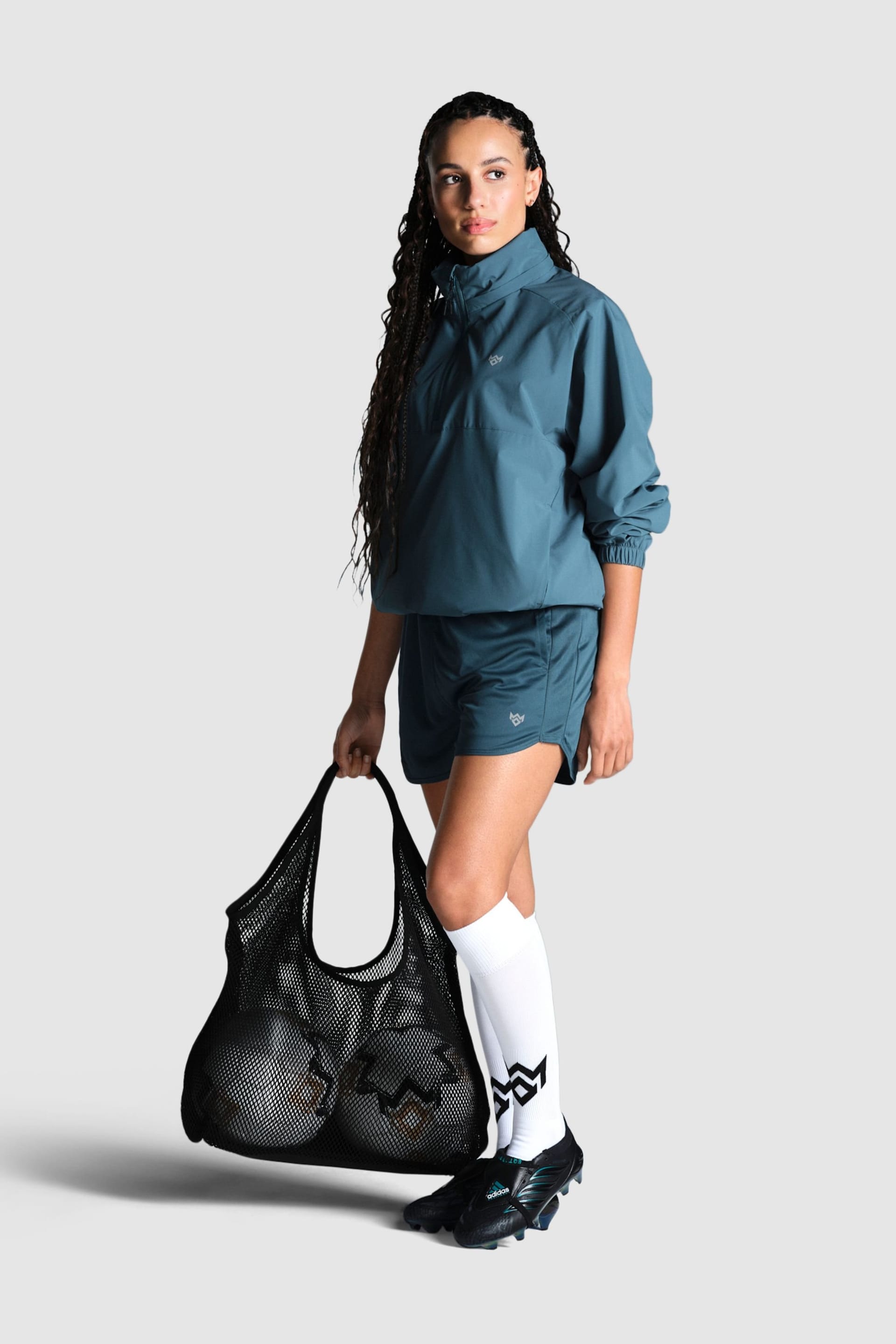 Miss Kick Miss Kick Women's Tifoso Windbreaker 1/4 Zip in Teal - 4