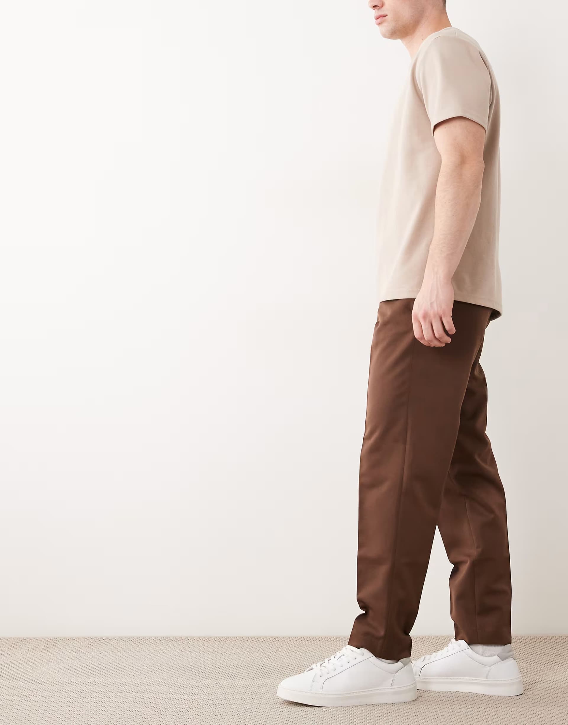 ASOS ASOS DESIGN tailored pull on tapered trousers in dark brown