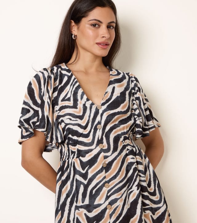 Blue Vanilla Women's Black Abstract Print Mini Dress Blue Vanilla New Look - 3