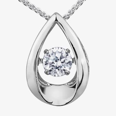 T.H.Baker T.H.Baker Women's 9ct White Gold 0.05ct Diamond Pulse Teardrop Pendant P3107W/05-10 in Silver