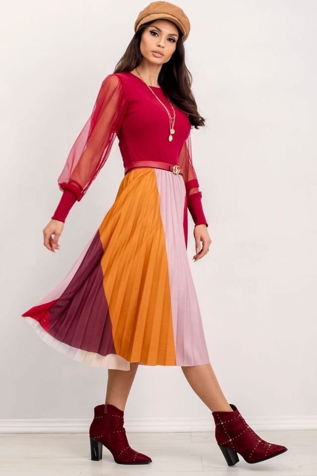 Love Lace Love Lace Women's Visionary Sheer Sleeve Blouse for Any Occasion in Red - 2