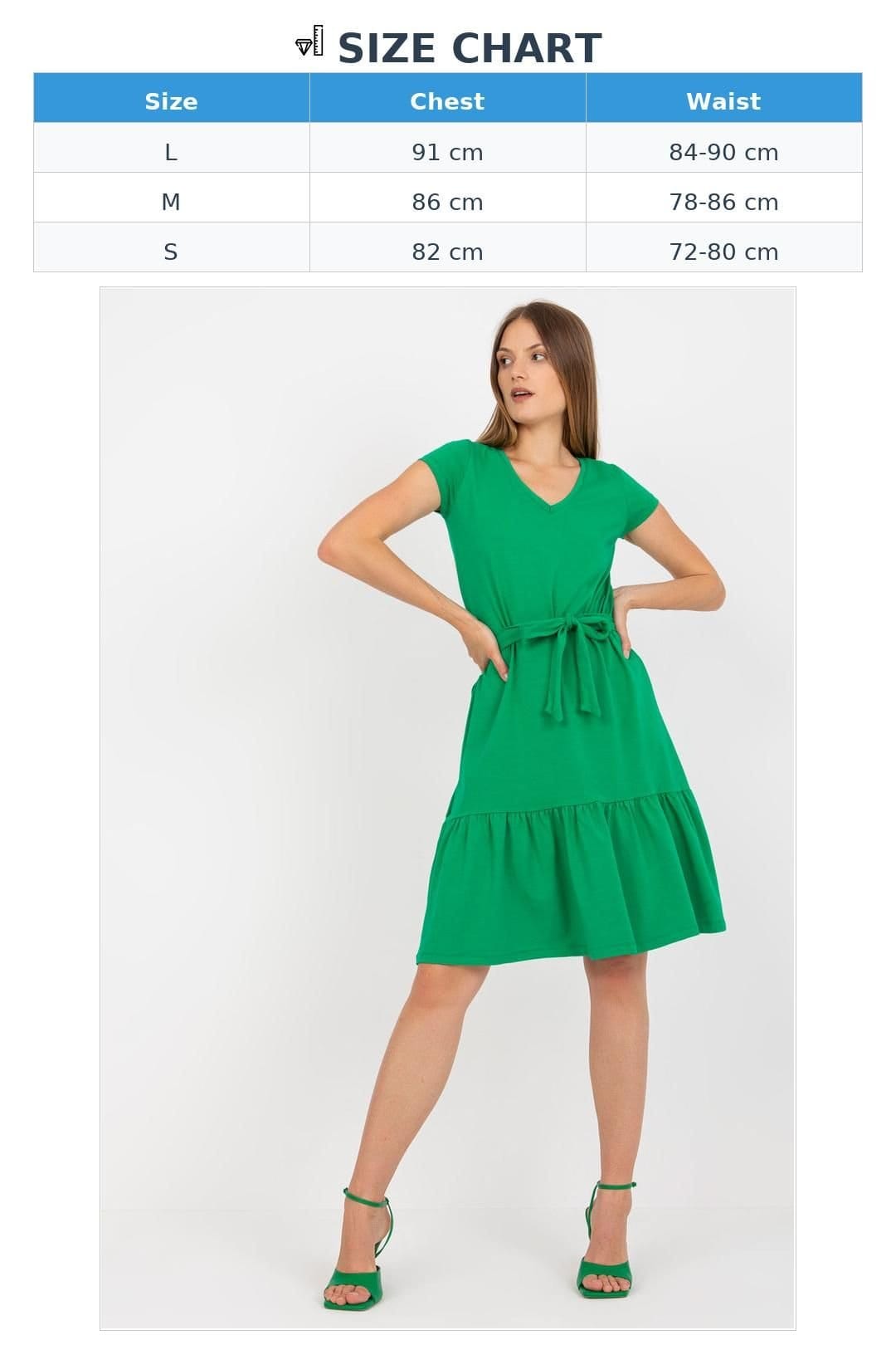 Love Lace Love Lace Women's Summer V Neck Tie Waist Ruffle Dress in Green - 4