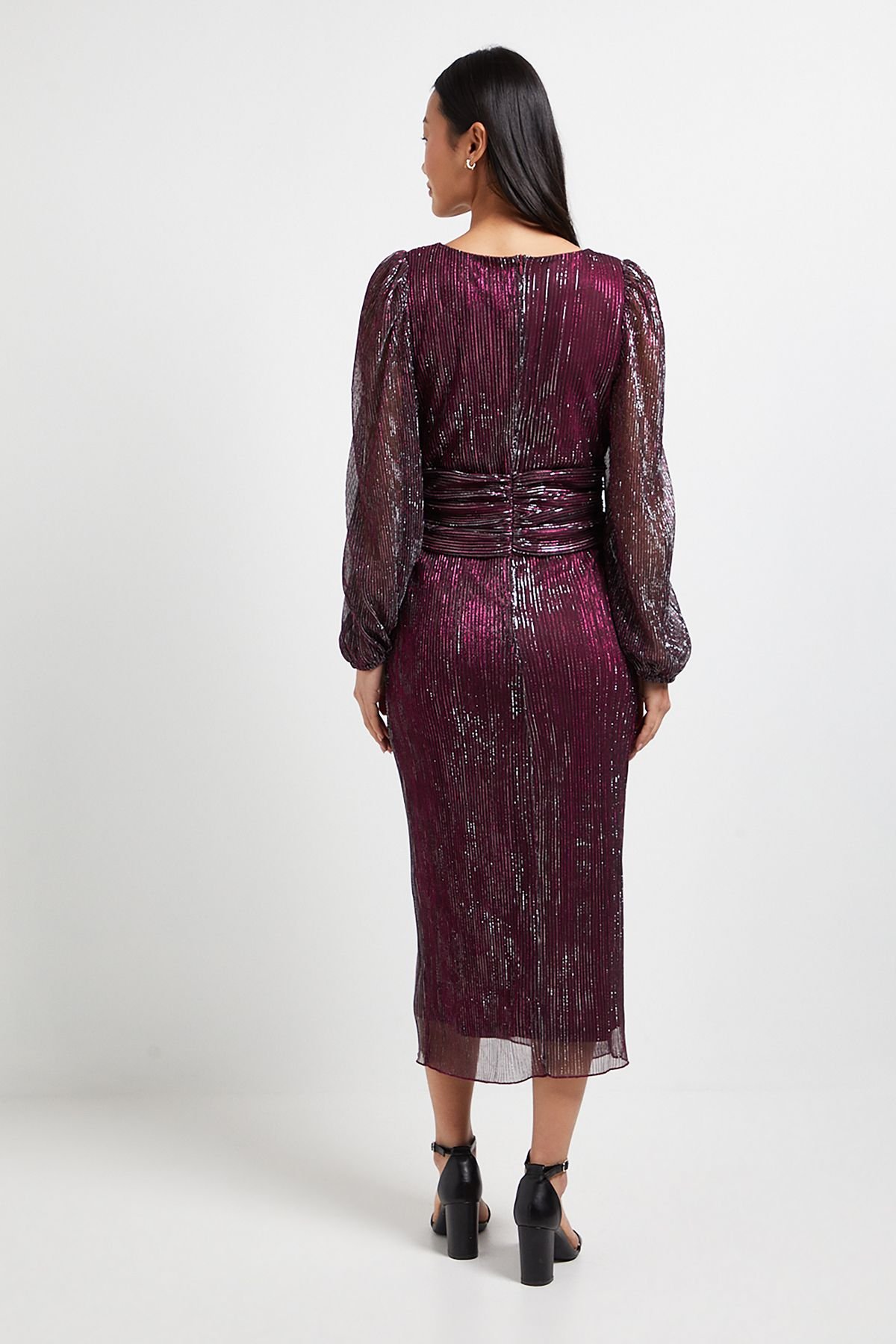 Dorothy Perkins Dorothy Perkins Women's Petite DP Luxe Sparkle Plisse Jersey Keyhole Twist Front Midi Dress in Pink - 3