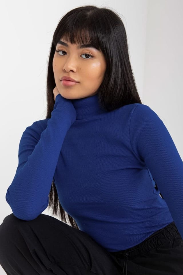 Love Lace Love Lace Women's Fitted Long Sleeve Turtleneck Top Style 174726 in Blue - 2