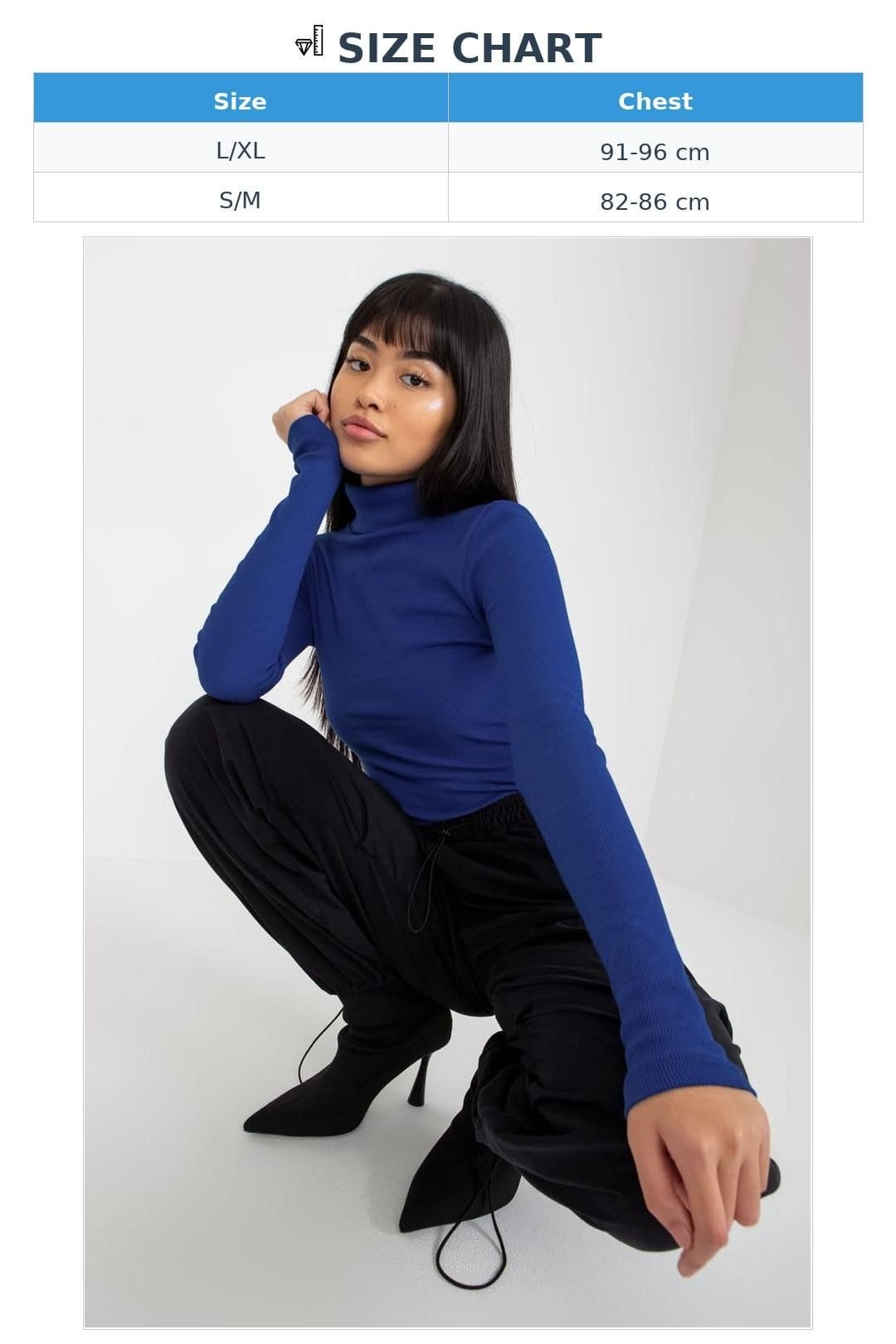 Love Lace Love Lace Women's Fitted Long Sleeve Turtleneck Top Style 174726 in Blue - 4
