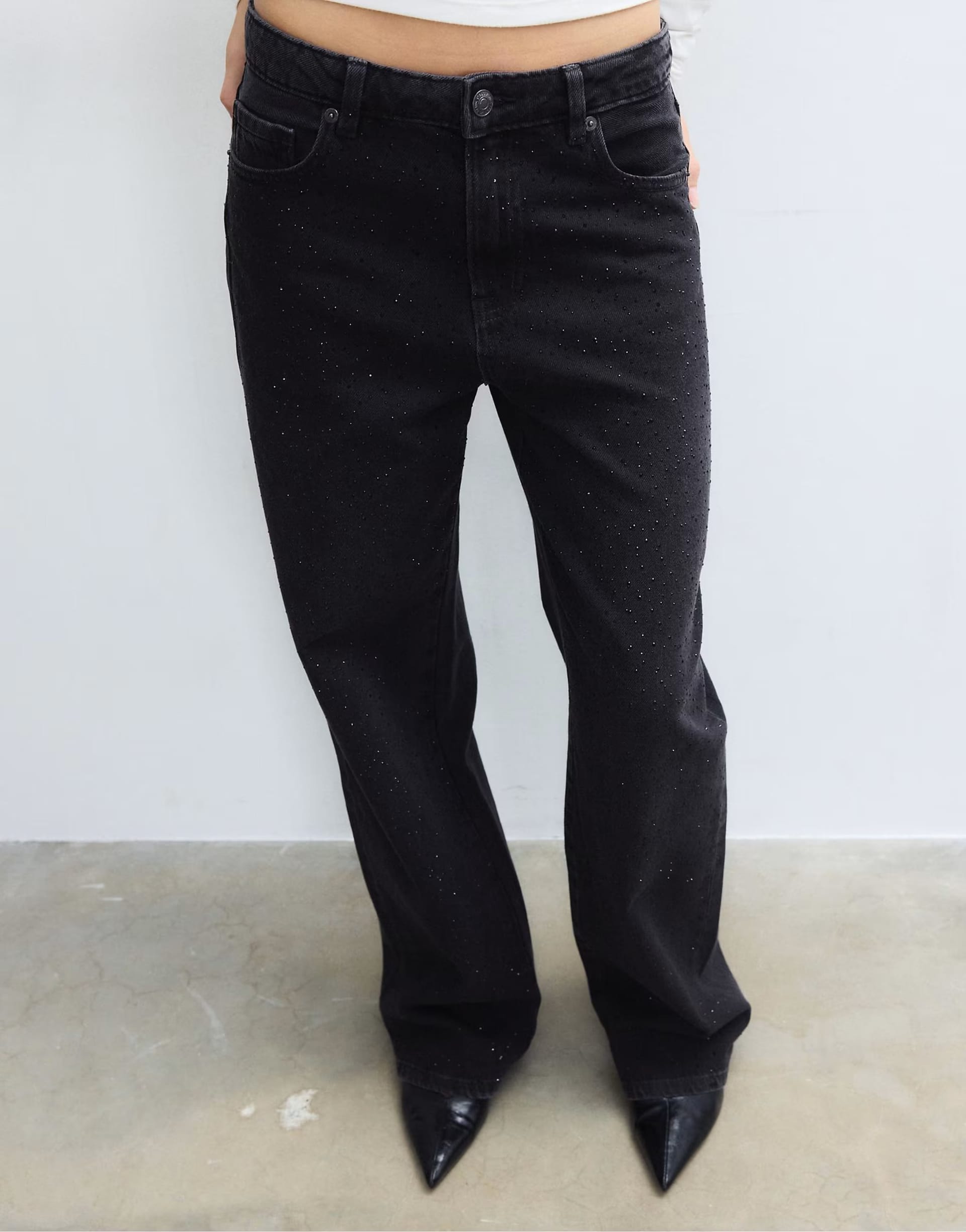 ASOS Black Denim Washed Effect Straight-fit Jeans with