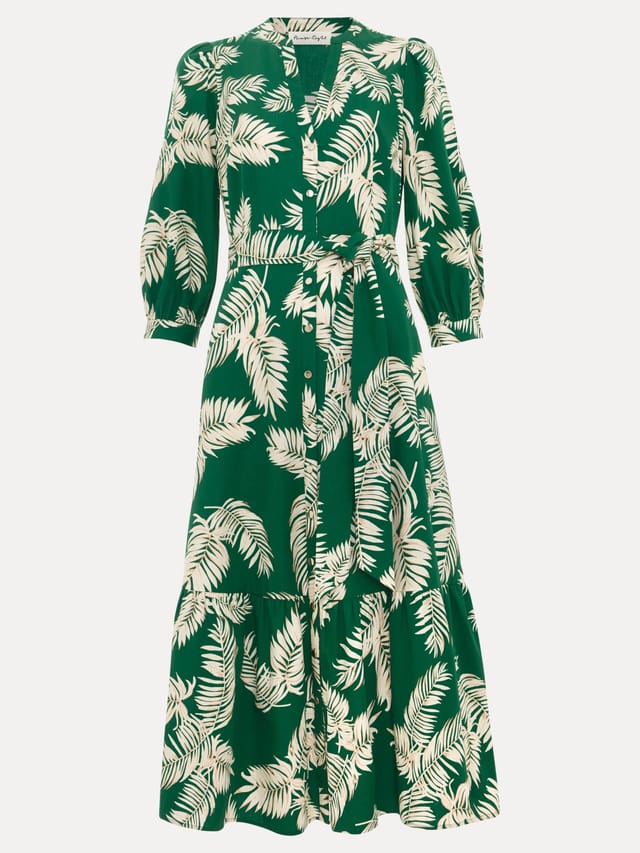 Phase Eight Phase Eight Women's Louisa Mandarin Collar Midi Shirt Dress in Emerald - 2