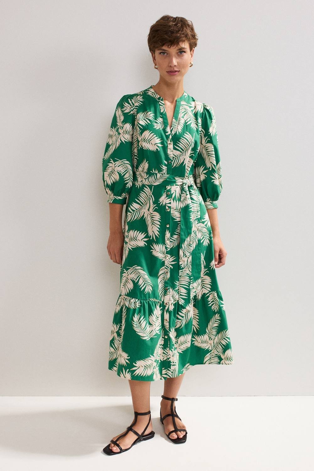 Phase Eight Phase Eight Women's Louisa Mandarin Collar Midi Shirt Dress in Emerald - 3