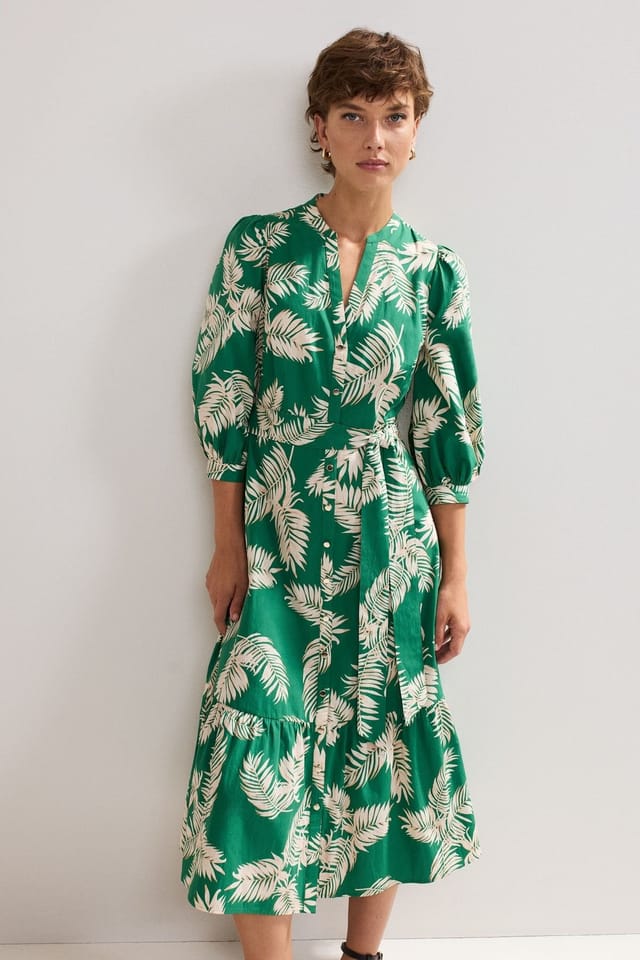 Phase Eight Phase Eight Women's Louisa Mandarin Collar Midi Shirt Dress in Emerald - 3