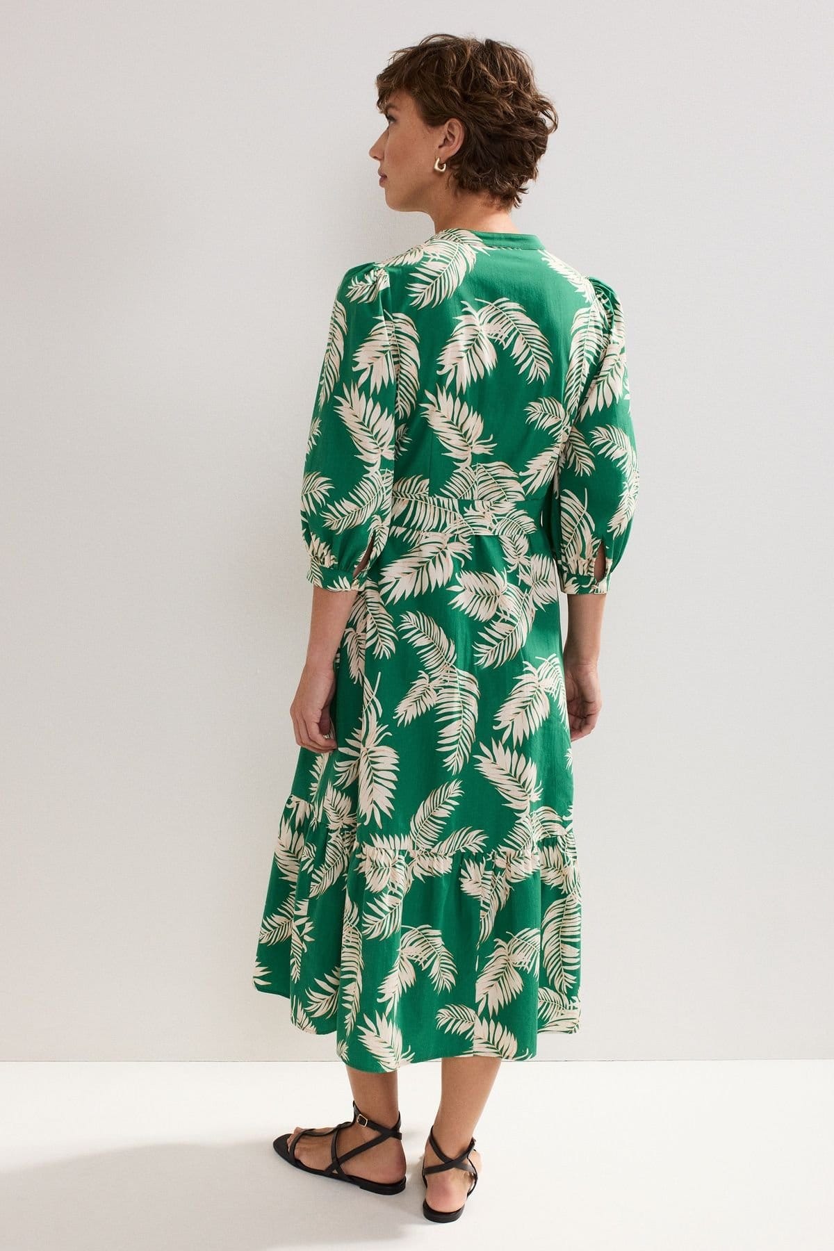 Phase Eight Phase Eight Women's Louisa Mandarin Collar Midi Shirt Dress in Emerald - 4