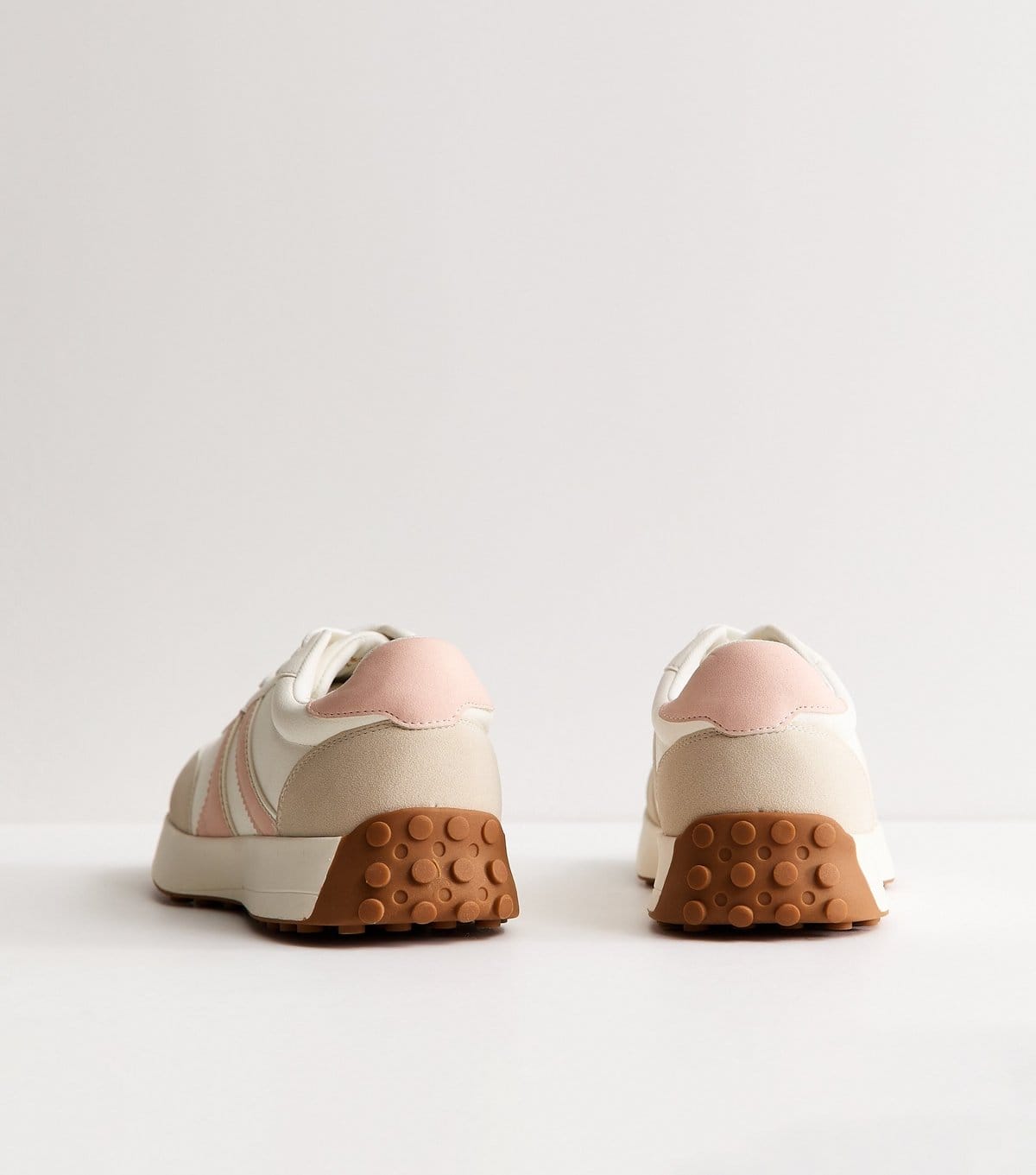 New Look Women's Light Pink Faux Suede Side Stripe Sporty Trainers Vegan New Look - 4