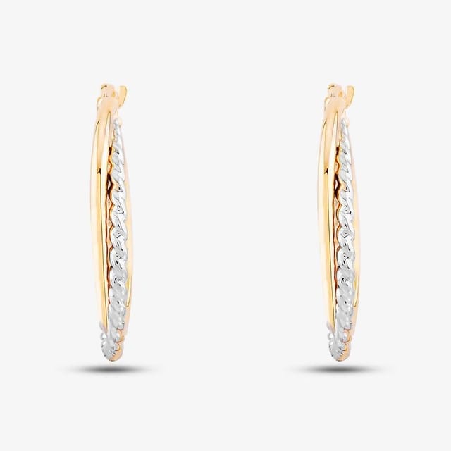 T.H.Baker T.H.Baker Women's 9ct Two Colour Gold Double Hoop Earrings ER947 - 2