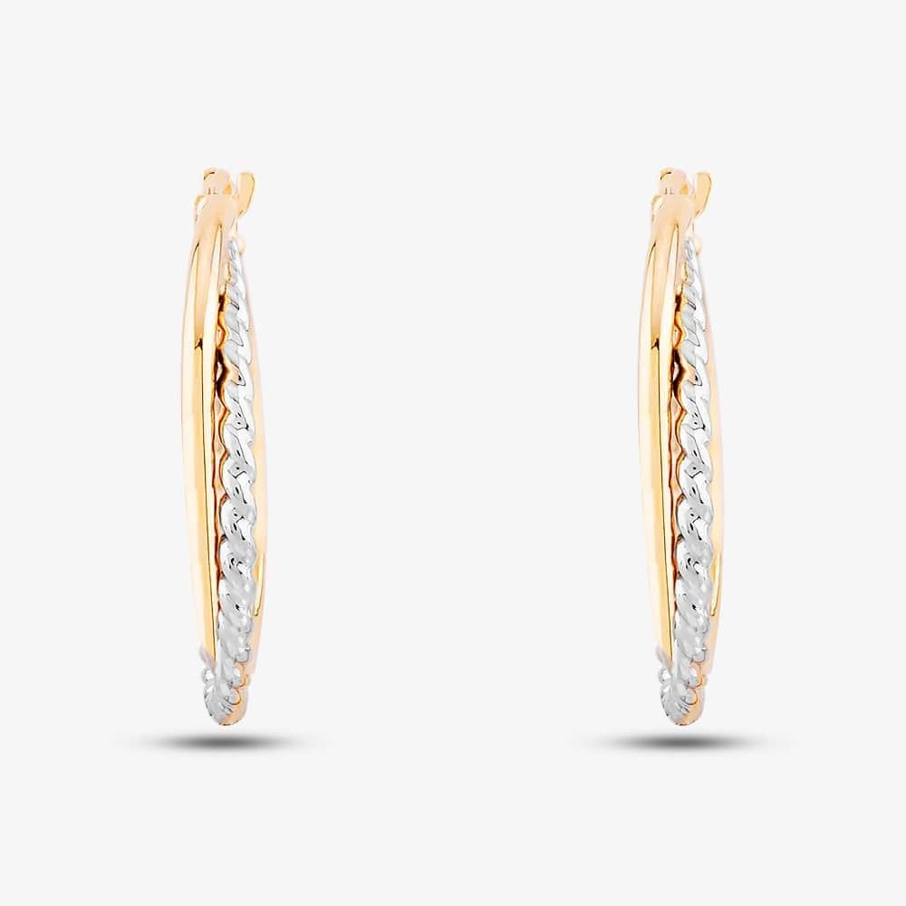 T.H.Baker T.H.Baker Women's 9ct Two Colour Gold Double Hoop Earrings ER947 - 3