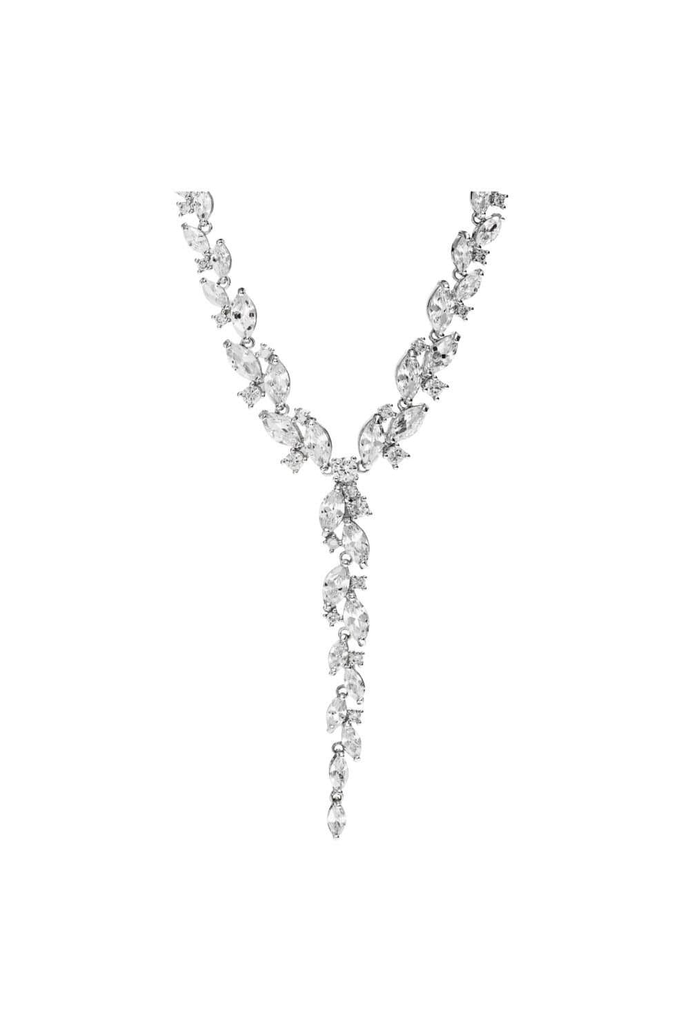 Jon Richard Jon Richard Women's Rhodium & Cubic Zirconia Mixed Stone Bridal Necklace in Silver