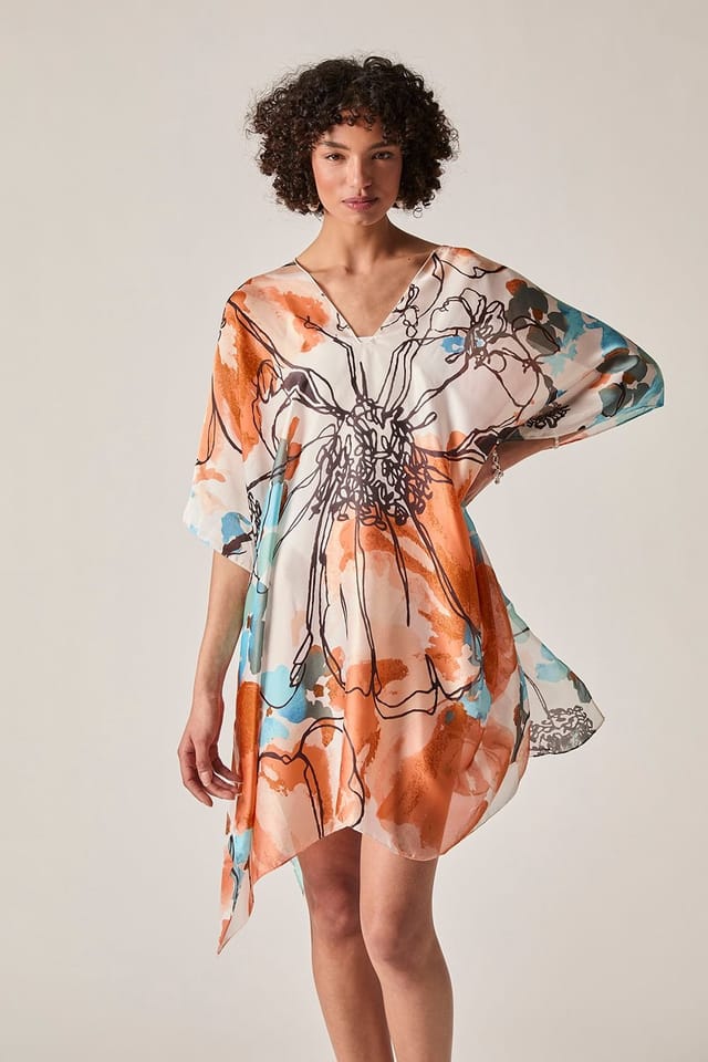 James Lakeland James Lakeland Women's Orange Floral Sketch Kaftan - 3