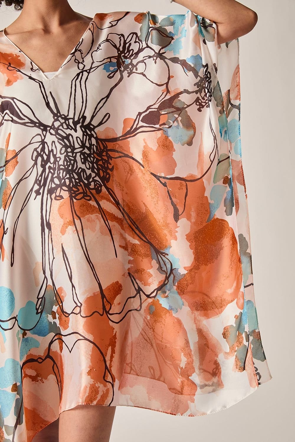 James Lakeland James Lakeland Women's Orange Floral Sketch Kaftan - 4