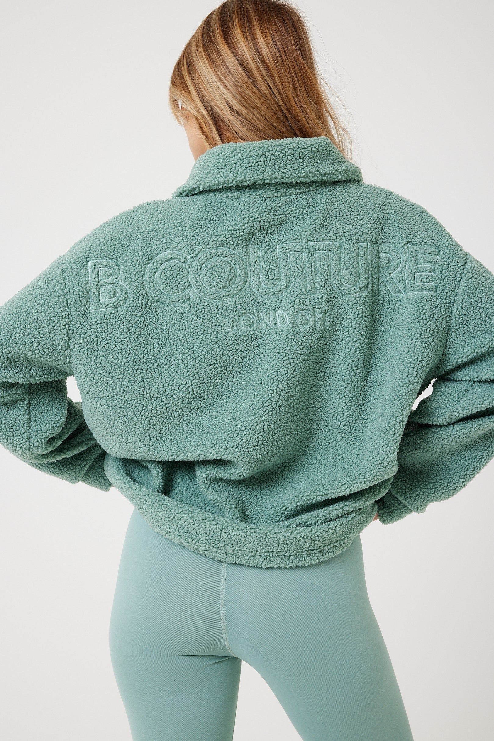 BCouture BCouture Women's Quarter-Zip Borg Fleece & Leggings Set in Teal - 3