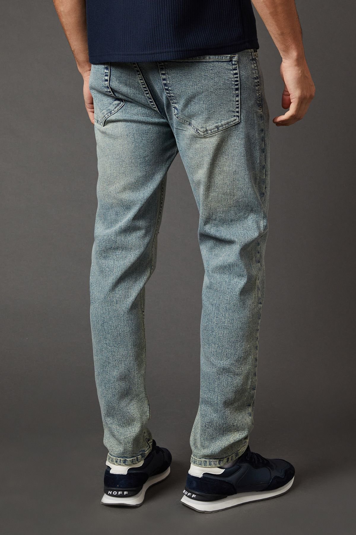 Burton Burton Men's Light Vintage Wash Stretch Slim Fit Jeans in Light Wash - 3